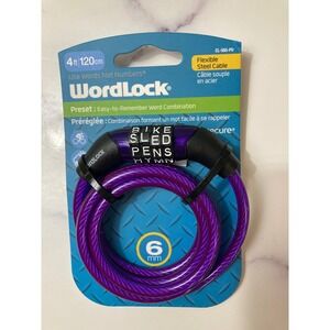 WordLock 4ft 120cm Flexible Steel Cable Bike Lock Word Combination Purple